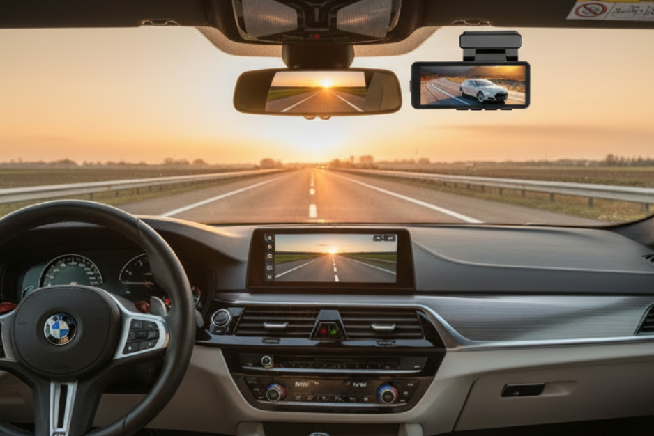 DriveEye Dashcam BMW M5 F90 rechts naast spiegel